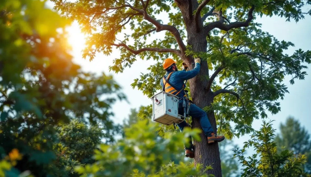 Élagage professionnel en hauteur avec nacelle par Stehly Paysage